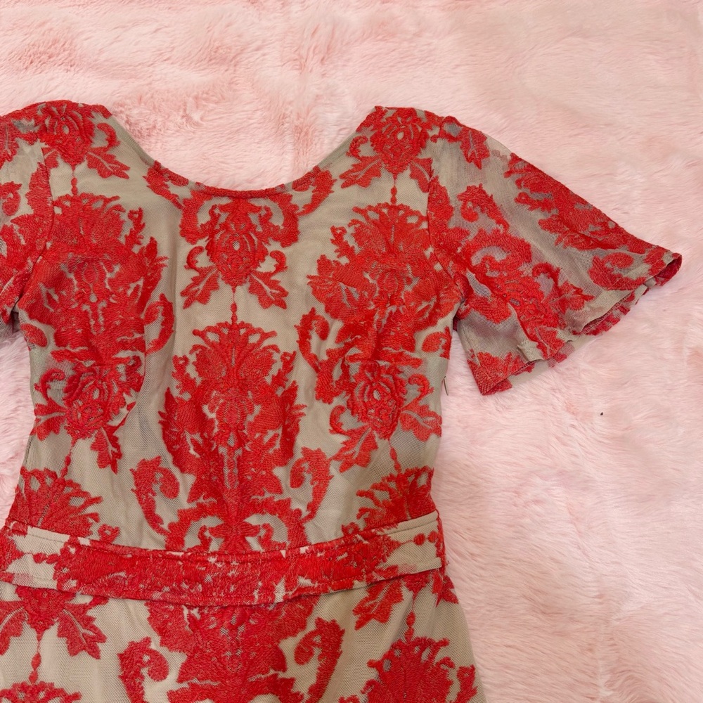 For Love & Lemons San Marcos Red Embroidered Lace Mini Dress - Picture 4 of 7